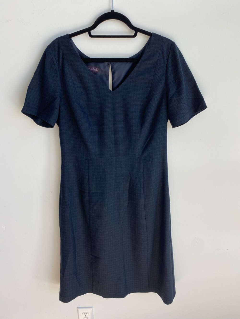 Long Tall Sally Navy Short-Sleeve Midi Sheath Dress